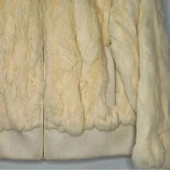 Bagatelle‎ Genuine Rabbit Fur Bomber Jacket Sz M Ivory - Picture 6 of 16